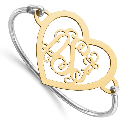 Monogram Bangle Bracelet Gold-plated Sterling Silver Laser High Polished XNA509GP