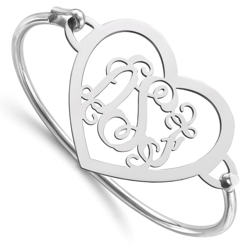 Monogram Bangle Bracelet Sterling Silver Laser High Polished XNA509SS