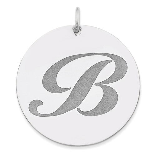 Circle Monogram Pendant 14k White Gold Casted High Polished with Sandblast background XNA523W