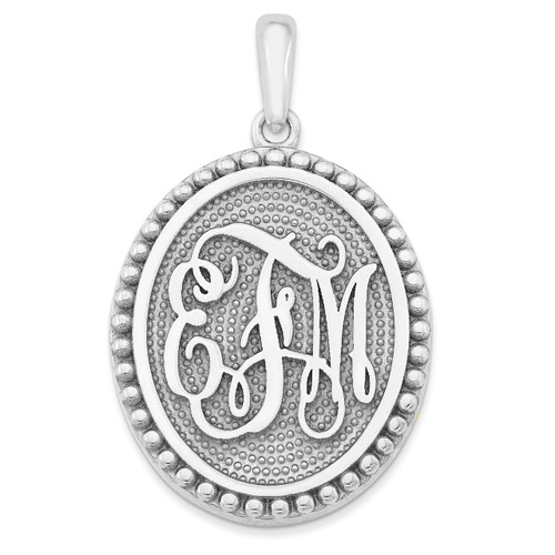 Antiqued or Sandblast Monogram Pendant 14k White Gold Casted High Polished XNA525W