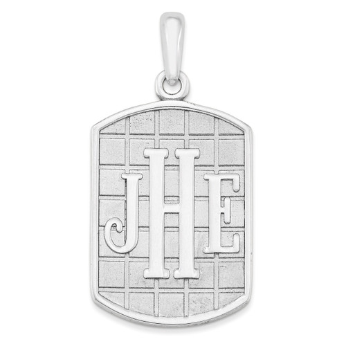 Antiqued or Sandblast Monogram Pendant 14k White Gold Casted High Polished XNA526W