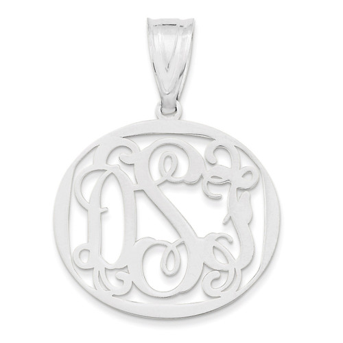 Monogram Circle Pendant 14k White Gold Laser High Polish XNA527W