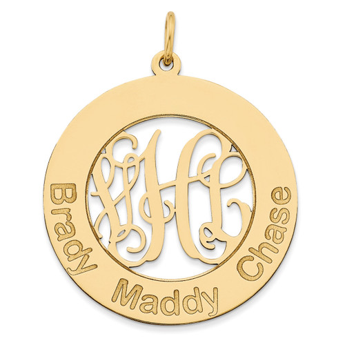 Monogram & Letters Pendant Gold-plated Sterling Silver Laser High Polished XNA530GP