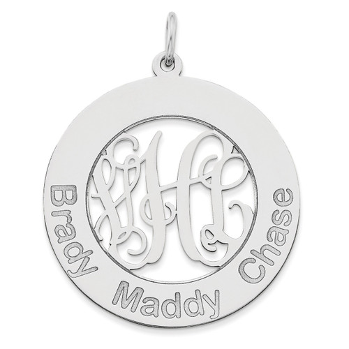 Monogram & Names Pendant 14k White Gold Laser High Polished XNA530W