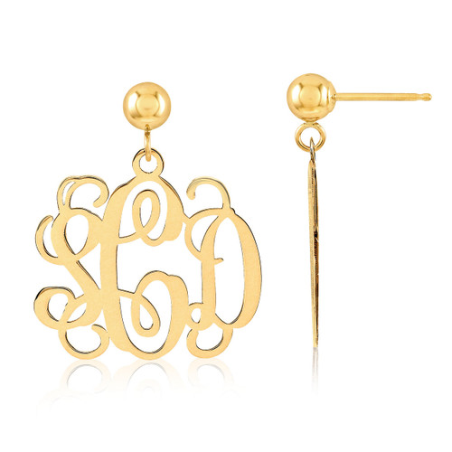 Monogram Earring 14k Yellow Gold XNE19Y
