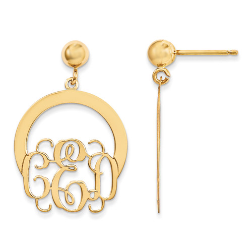 Monogram Dangle Earrings Gold-plated Sterling Silver Laser High Polished XNE22GP