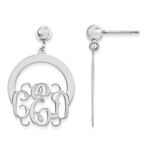 Monogram Dangle Earrings Sterling Silver Laser High Polished XNE22SS