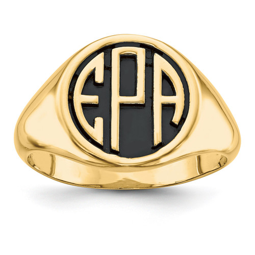 Antiqued or Sandblast Monogram Ring 14k Yellow Gold Casted High Polished XNR69Y