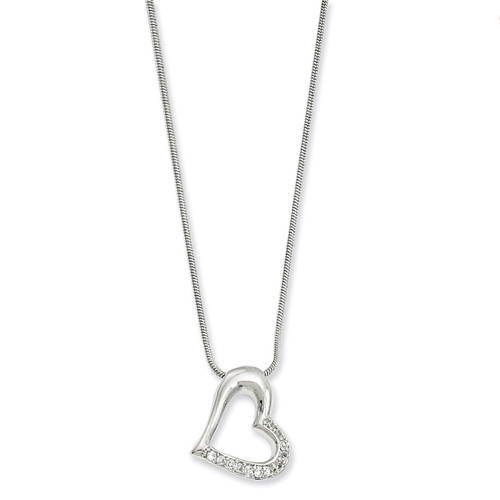 Kelly Waters Open Diamond Heart Necklace 18 Inch Rhodium-plated KW138-18