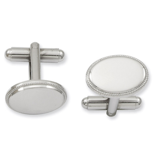 Kelly Waters Oval Beaded Cufflinks Rhodium-plated KW605