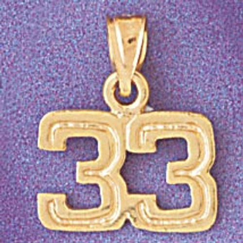 Number 33 Pendant Necklace Charm Bracelet in Gold or Silver 951133