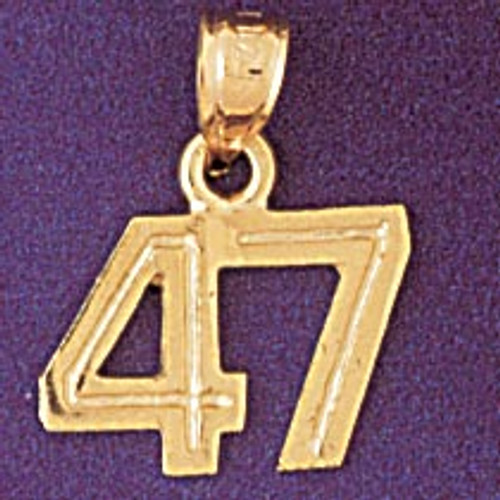 Number 47 Pendant Necklace Charm Bracelet in Gold or Silver 951147