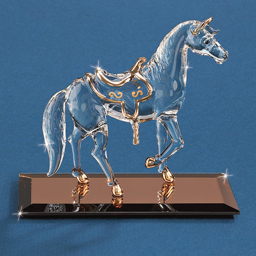 blue glass horse figurine