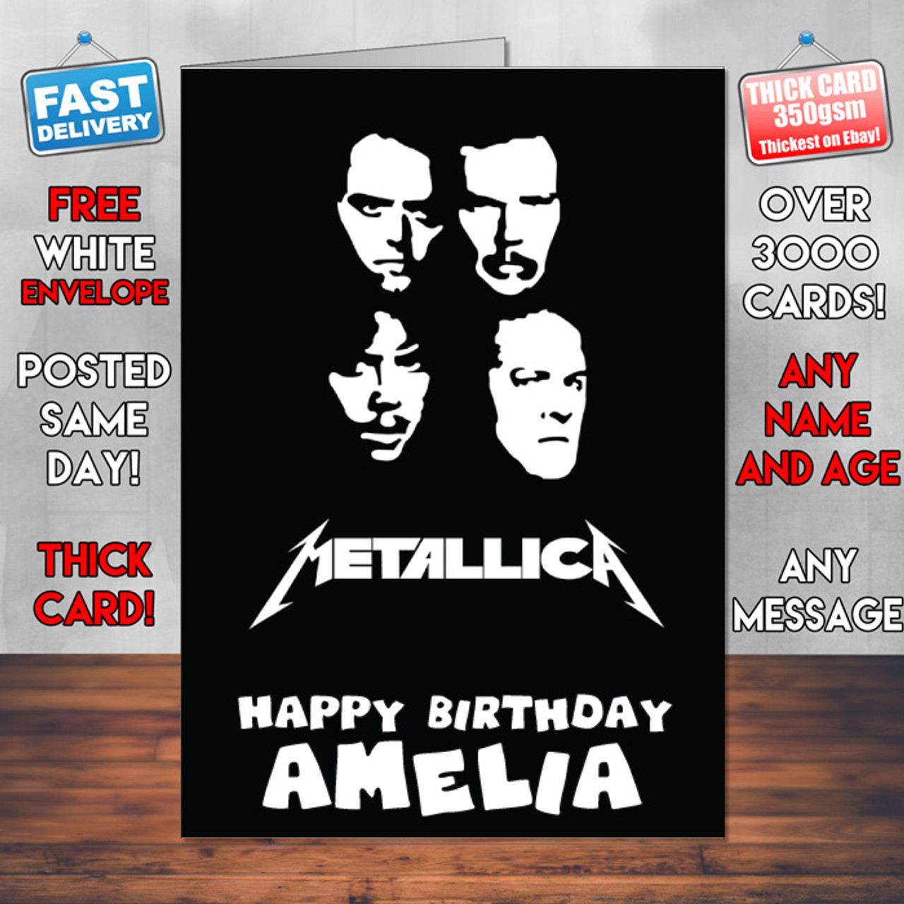 Metallica 2 Personalised Birthday Card - Celebrity-Facemasks.com