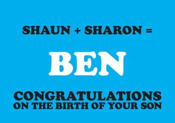 Shaun Plus Sharon Equals Ben Birthday Card Shaun Plus Sharon Equals Ben Birthday Card