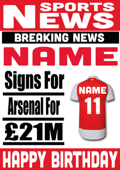 Signed For Arsenal Personalised Card Signed For Arsenal Personalised Card