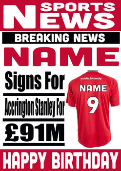 Signed For Accrington Stanley Personalised Card Signed For Accrington Stanley Personalised Card