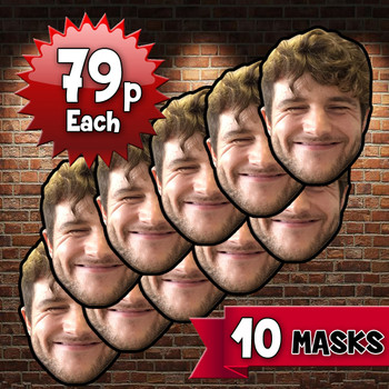 10 x Personalised Create Your Own DIY Photo Face Masks - Custom Party Masks 10 x Personalised Create Your Own DIY Photo Face Masks - Custom Party Masks
