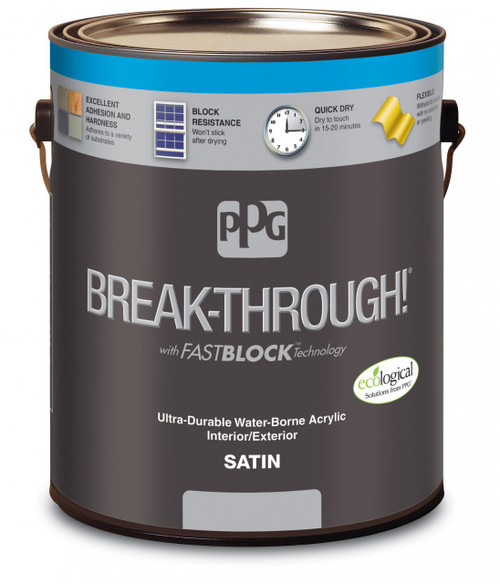 PPG BREAK-THROUGH! Interior/Exterior Satin Water-Borne Acrylic Gallon PPG BREAK-THROUGH! Interior/Exterior Satin Water-Borne Acrylic Gallon