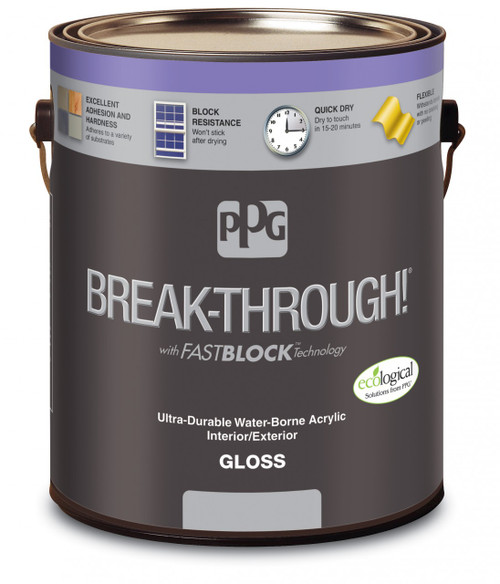 PPG BREAK-THROUGH! Interior/Exterior Gloss Water-Borne Acrylic Gallon PPG BREAK-THROUGH! Interior/Exterior Gloss Water-Borne Acrylic Gallon