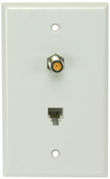 Perfect Vision WPSWPWSC-05 White Wall Plate with Single 3GHz F-81 and Phone Jack Perfect Vision WPSWPWSC-05 White Wall Plate with Single 3GHz F-81 and Phone Jack