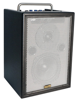 Sunburst Gear M3R8 Three Channel Mixer/Monitor Portable All-In-One Rechargeable Battery Powered PA Speaker System - front side view Sunburst Gear M3R8 Three Channel Mixer/Monitor Portable All-In-One Rechargeable Battery Powered PA Speaker System - front side view