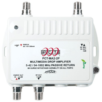 PCT International PCT-MA2-2PN RF Multimedia 2 Port Cable TV Drop Amplifier with Passive Return Path PCT International PCT-MA2-2PN RF Multimedia 2 Port Cable TV Drop Amplifier with Passive Return Path