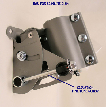 DIRECTV BAU4R2 Fine Tuning Back Assembly for Slimline Dish (4 Pack - BAU-4PKv2) installed view DIRECTV BAU4R2 Fine Tuning Back Assembly for Slimline Dish (4 Pack - BAU-4PKv2) installed view