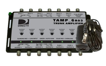 Sonora TAMP6-T12 DIRECTV 6-Input Trunk Amplifier with Auto Gain. Includes Power Supply. Sonora TAMP6-T12 DIRECTV 6-Input Trunk Amplifier with Auto Gain. Includes Power Supply.