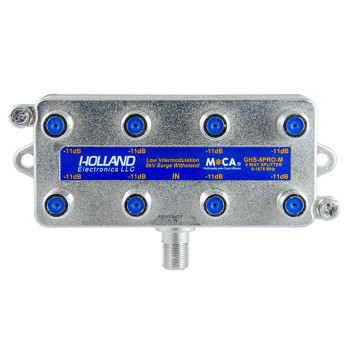 Holland Electronics GHS-8PRO-M MoCA Rated 8-Way CATV Splitter MSO approved for Cable TV internet over coax Holland Electronics GHS-8PRO-M MoCA Rated 8-Way CATV Splitter MSO approved for Cable TV internet over coax