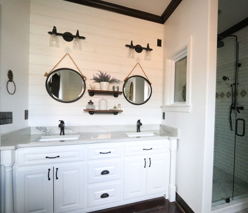 Modern Farmhouse Bathroom With Hiser Handmade Tile Border