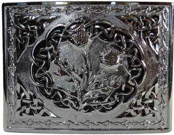 Kilt Buckle Double Thistle Design Black Ring Corners Kilt Buckle Double Thistle Design Black Ring Corners