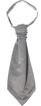 Gents Traditional Scottish Ruche Cravat Satin Tie Wedding Groom Silver Grey Gents Traditional Scottish Ruche Cravat Satin Tie Wedding Groom Silver Grey