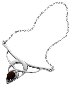 Necklace Sterling Silver Celtic Interlace Necklet Set Smokey Quartz Necklace Sterling Silver Celtic Interlace Necklet Set Smokey Quartz