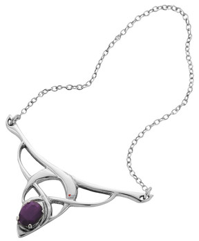 Necklace Sterling Silver Celtic Open Necklet Set Amethyst Stone Necklace Sterling Silver Celtic Open Necklet Set Amethyst Stone
