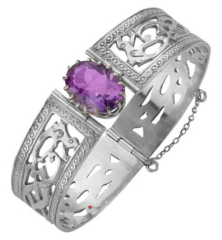 Bracelet Sterling Silver Celtic Interlace Serpents set Amethyst Bracelet Sterling Silver Celtic Interlace Serpents set Amethyst