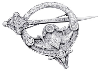 Pennanular Brooch Sterling Silver Zoomorphic Pattern Rams Head 45mm Pennanular Brooch Sterling Silver Zoomorphic Pattern Rams Head 45mm