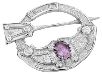 Pennanular Brooch Sterling Silver Hunterston Style Amethyst Stone 60mm Pennanular Brooch Sterling Silver Hunterston Style Amethyst Stone 60mm