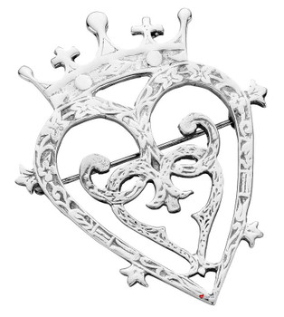 Luckenbooth Brooch Sterling Silver Mary Queen Scots Design 40mm Luckenbooth Brooch Sterling Silver Mary Queen Scots Design 40mm