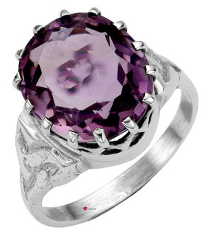 Ring Crafted in Sterling Silver with Amethyst Stone Mounted Over Celtic Knotwork Ring Crafted in Sterling Silver with Amethyst Stone Mounted Over Celtic Knotwork