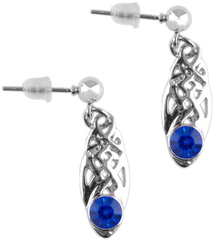 Celtic Birthstone Drop Earrings September Jewellery Silver Plated Blue Stone Scottish Gift Celtic Birthstone Drop Earrings September Jewellery Silver Plated Blue Stone Scottish Gift
