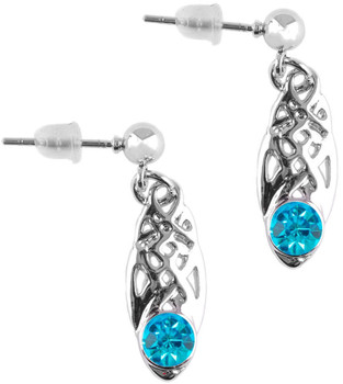 Celtic Birthstone Drop Earrings December Jewellery Silver Plated Blue Stone Scottish Gift Celtic Birthstone Drop Earrings December Jewellery Silver Plated Blue Stone Scottish Gift