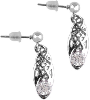 Celtic Birthstone Drop Earrings April Jewellery Silver Plated Stone Scottish Gift Celtic Birthstone Drop Earrings April Jewellery Silver Plated Stone Scottish Gift