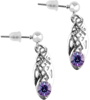 Celtic Birthstone Drop Earrings February Jewellery Silver Plated Purple Stone Scottish Gift Celtic Birthstone Drop Earrings February Jewellery Silver Plated Purple Stone Scottish Gift