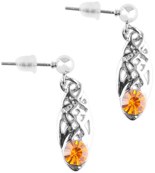 Celtic Birthstone Drop Earrings November Jewellery Silver Plated Orange Stone Scottish Gift Celtic Birthstone Drop Earrings November Jewellery Silver Plated Orange Stone Scottish Gift