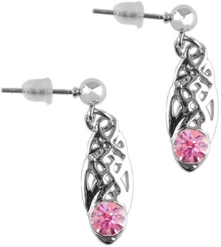 Celtic Birthstone Drop Earrings June Jewellery Silver Plated Pink Stone Scottish Gift Celtic Birthstone Drop Earrings June Jewellery Silver Plated Pink Stone Scottish Gift