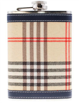 9 oz Hip Flask With Scottish Thomson Camel Tartan Design Stainless Steel 9 oz Hip Flask With Scottish Thomson Camel Tartan Design Stainless Steel