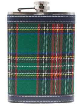 9 oz Hip Flask With Scottish Stewart Black Tartan Design Stainless Steel 9 oz Hip Flask With Scottish Stewart Black Tartan Design Stainless Steel