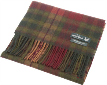 Lyle & Scott Unisex Cashmere Scarf In Buchanan Autumn Tartan Design 25.5 cm Wide Lyle & Scott Unisex Cashmere Scarf In Buchanan Autumn Tartan Design 25.5 cm Wide
