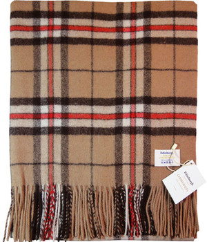 Deluxe Pure Soft Lambswool Blanket-Throw in Thomson Camel Tartan 78x 63in Deluxe Pure Soft Lambswool Blanket-Throw in Thomson Camel Tartan 78x 63in